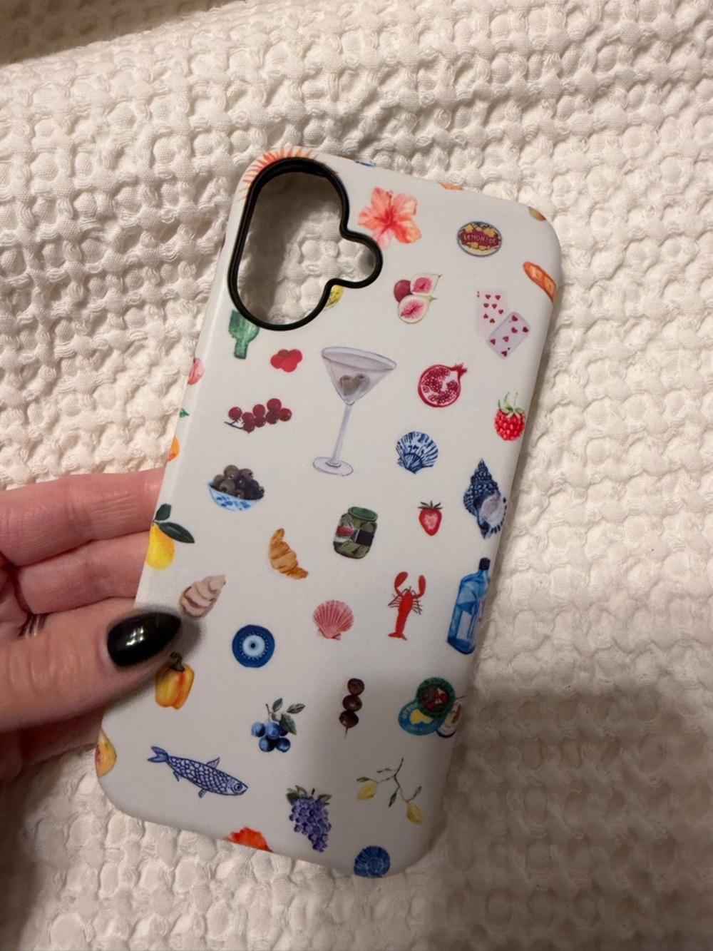 White Multi-Icon Pattern Phone Case - IPhone 16 Plus